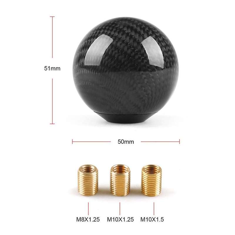 Style Universal Carbon Fiber Manual Gear Shift Knob with 3 Adapter for Most Car Decorations Classic