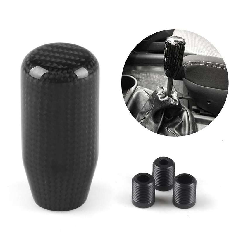 Style Universal Carbon Fiber Manual Gear Shift Knob with 3 Adapter for Most Car Decorations Classic