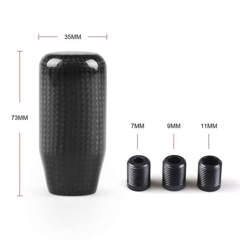 Style Universal Carbon Fiber Manual Gear Shift Knob with 3 Adapter for Most Car Decorations Classic