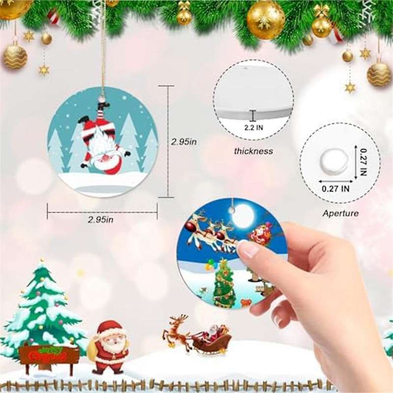Sublimation Ceramic Ornaments for Heat Press Printing White Round Ceramic Ornaments Personalized Chr