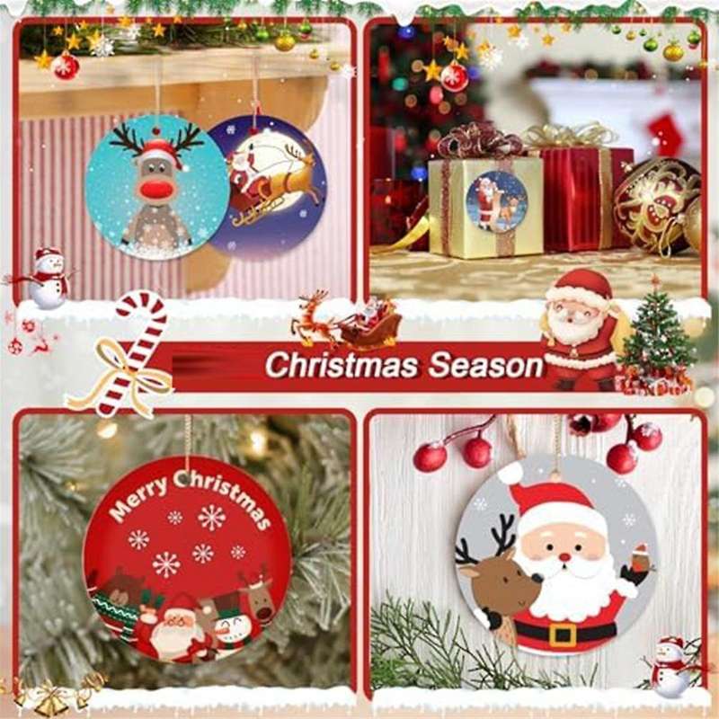 Sublimation Ceramic Ornaments for Heat Press Printing White Round Ceramic Ornaments Personalized Chr