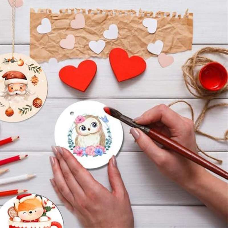 Sublimation Ceramic Ornaments for Heat Press Printing White Round Ceramic Ornaments Personalized Chr
