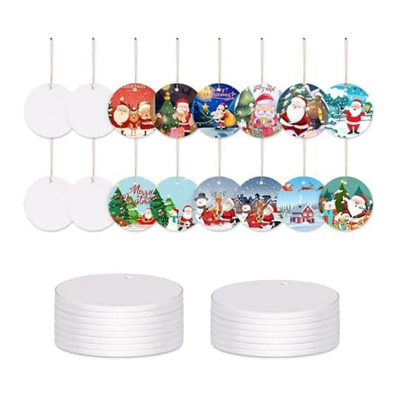 Sublimation Ceramic Ornaments for Heat Press Printing White Round Ceramic Ornaments Personalized Chr