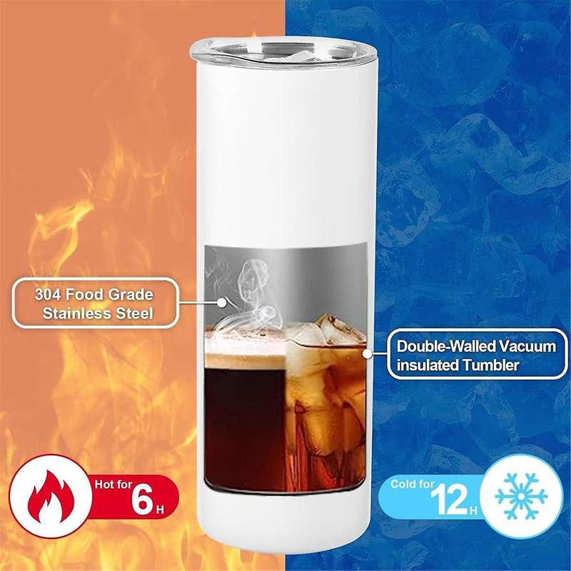 Sublimation Tumbler 20 Oz, Sublimation Blank Tumbler with Lid and Straw for Heat Transfer Projects D