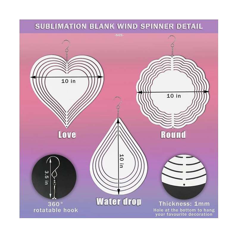 Sublimation Wind Spinner Blanks, Metal Blank Wind Spinners Wind Kinetic Sculptures for Garden Wind