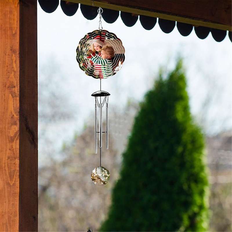 Sublimation Wind Spinner Blanks Outdoor Decor, Windchimes with 4 Thickened Aluminum Tubes for Mom Gr