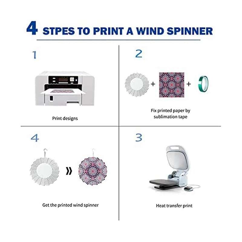 Sublimation Wind Spinner Blank,4pack 10inch Wind Spinner Hanging 3d Aluminum Double Sided Sublimati