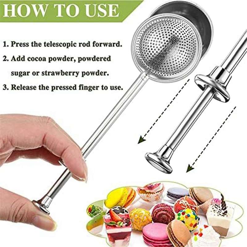 Sugar Shaker Duster - Stainless Steel Sugar Shaker Stainless Steel Handle Dusting Wand