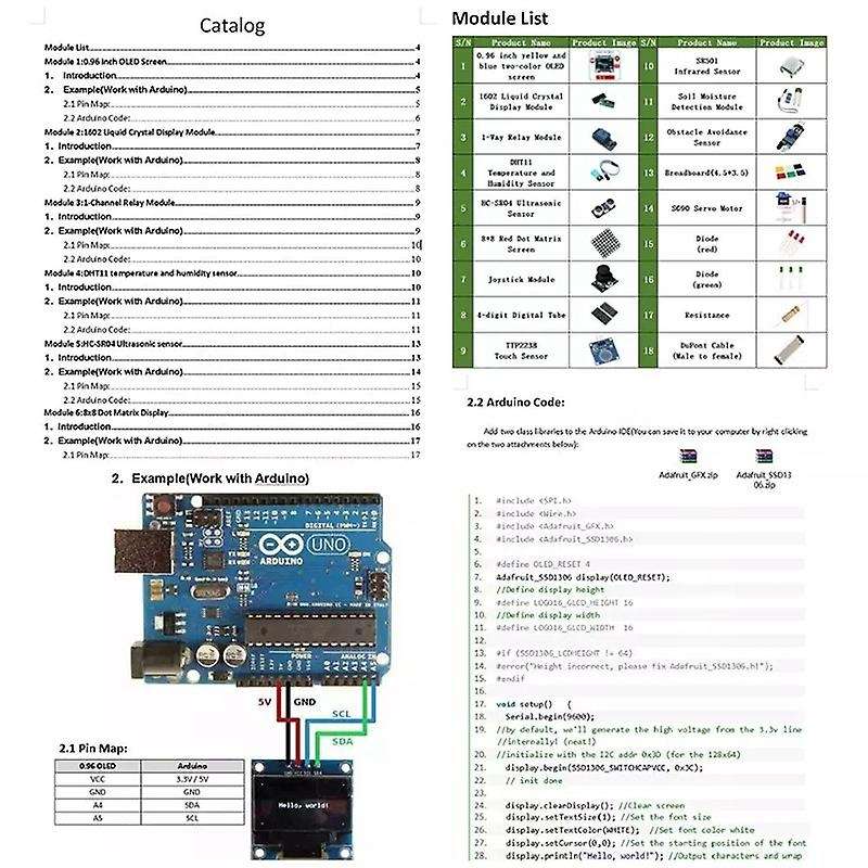 Suitable for Kit Module Sensor, with 0.96 Inch OLED 1602 LCD Display, Relay, Servo Motor, , Basic Ki