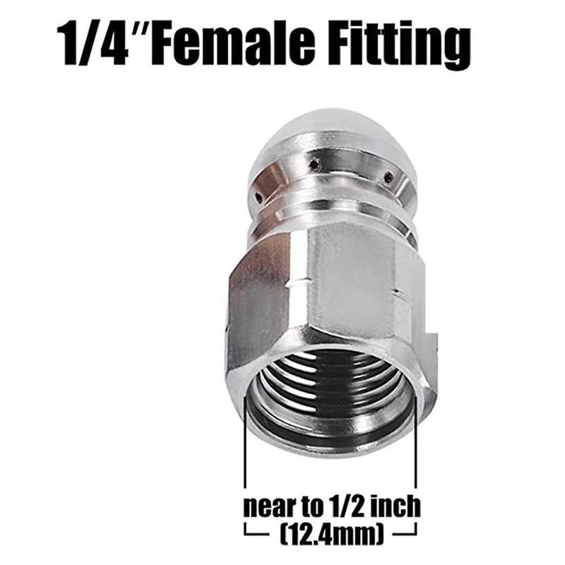 Suitable for Pressure Washer Nozzle Sewer Cleaning Tool Ejector Drain Cleaning Nozzle Tip 1/4