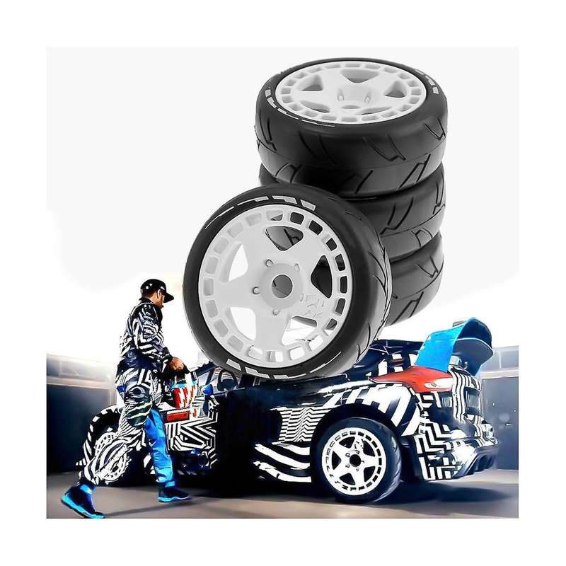 Suitable for Raytheon 17mm Adapter, 1/8 Rc Remote Control Flat Running Trolley Tire,black+blue