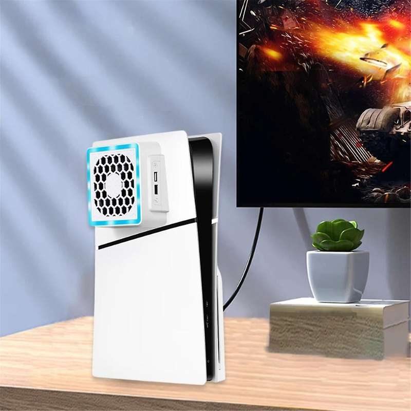 Suitable for Slim Game Console Host Fan Radiator Cooling Fan Host Side Fan with LED Light