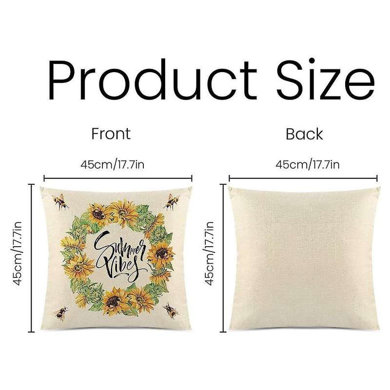 Summer Farmhouse Sunflower Pillow Covers 18X18Inches Throw Pillow Covers, Suitable for Home Outdoor