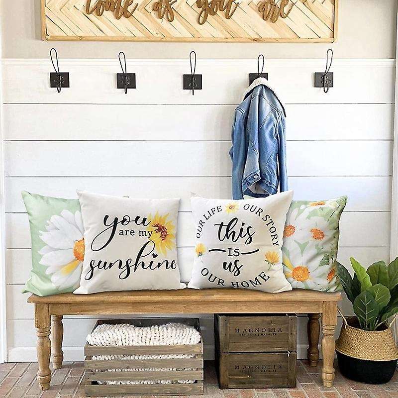 Summer Pillow Covers Daisy Floral Decorative Throw Pillow Cover for Couch,Spring Summer Pillow Case