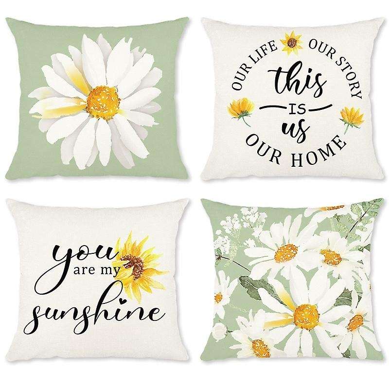 Summer Pillow Covers Daisy Floral Decorative Throw Pillow Cover for Couch,Spring Summer Pillow Case