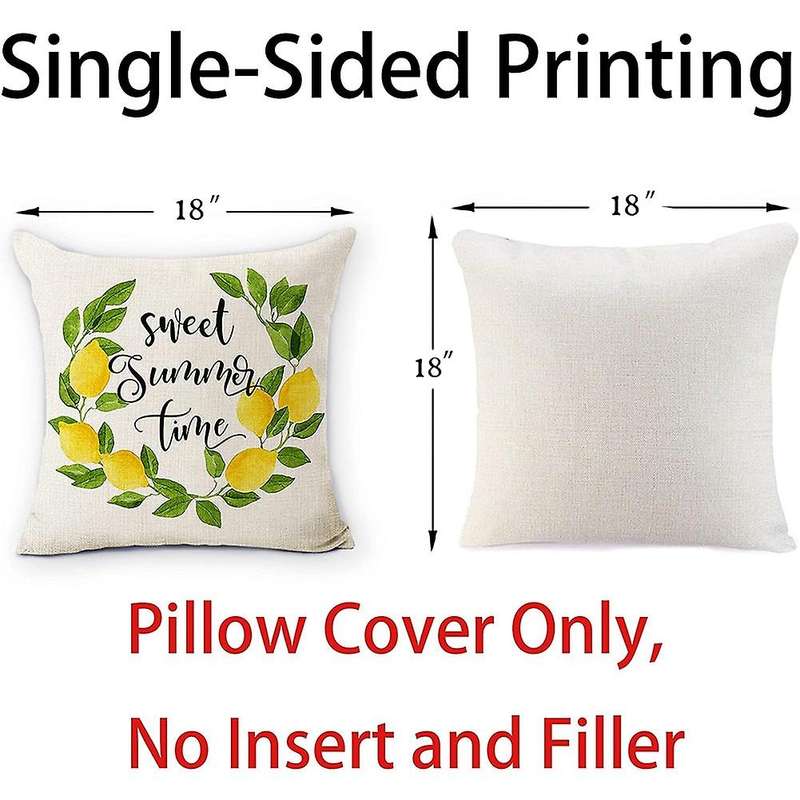 Summer Pillow Covers 18X18 Set of 4 Lemon Farmhouse Throw Pillows Cases Outdoor Pillow Decorations f