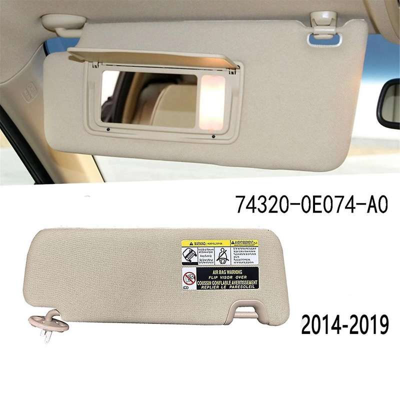 Sun Visor for 14-19 74320-0E074-A0 Front Right Passenger Sunvisor Shade Sunshade Blind Shield Beige