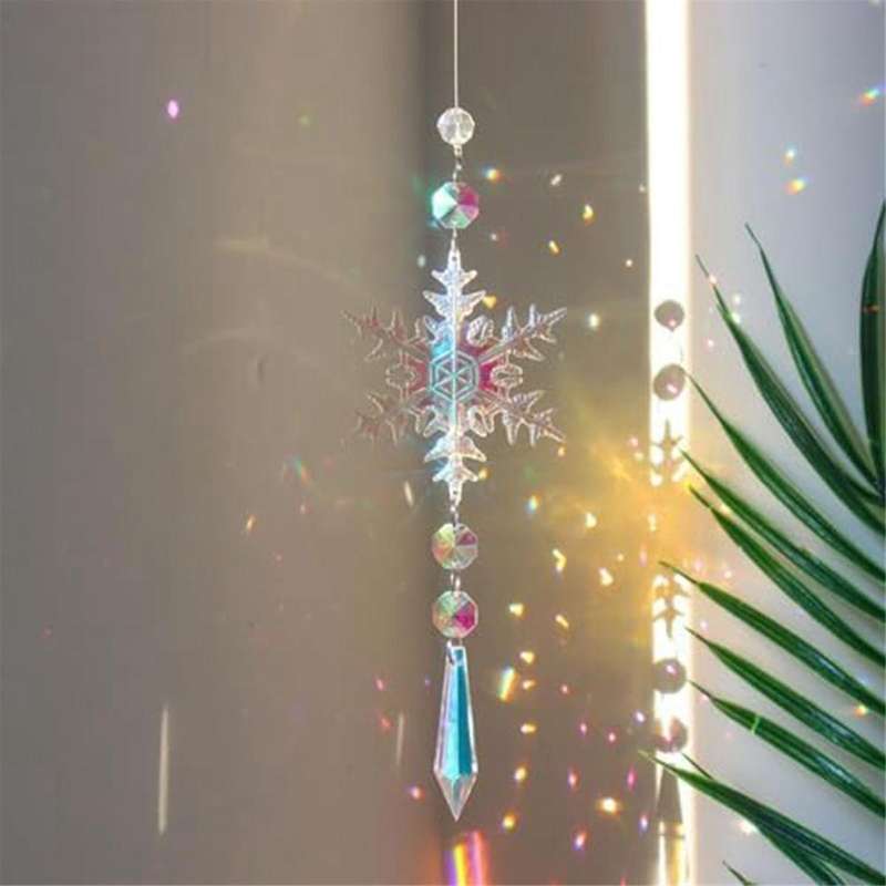Sun Catchers Indoor Window Snowflakes Hanging Crystal Suncatcher Prism Ball Rainbow Suncatcher Snowf