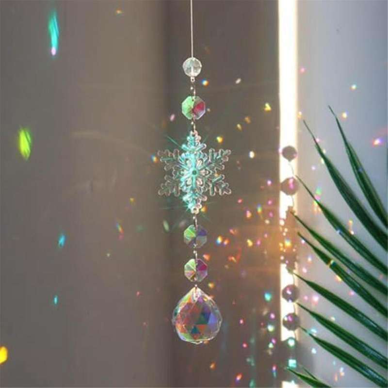 Sun Catchers Indoor Window Snowflakes Hanging Crystal Suncatcher Prism Ball Rainbow Suncatcher Snowf