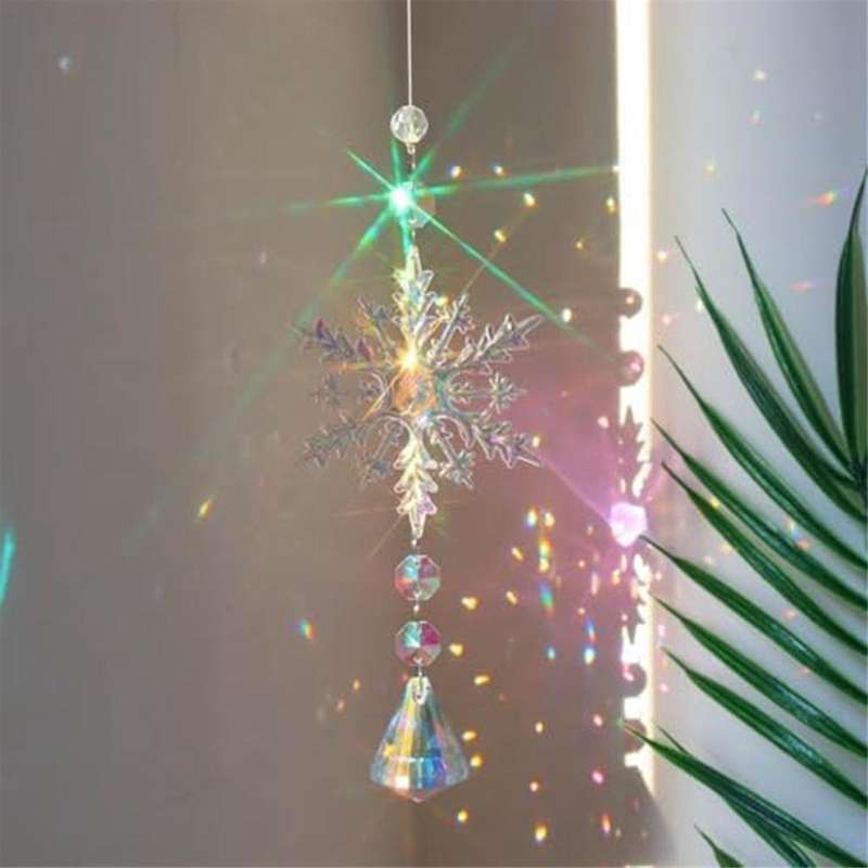 Sun Catchers Indoor Window Snowflakes Hanging Crystal Suncatcher Prism Ball Rainbow Suncatcher Snowf