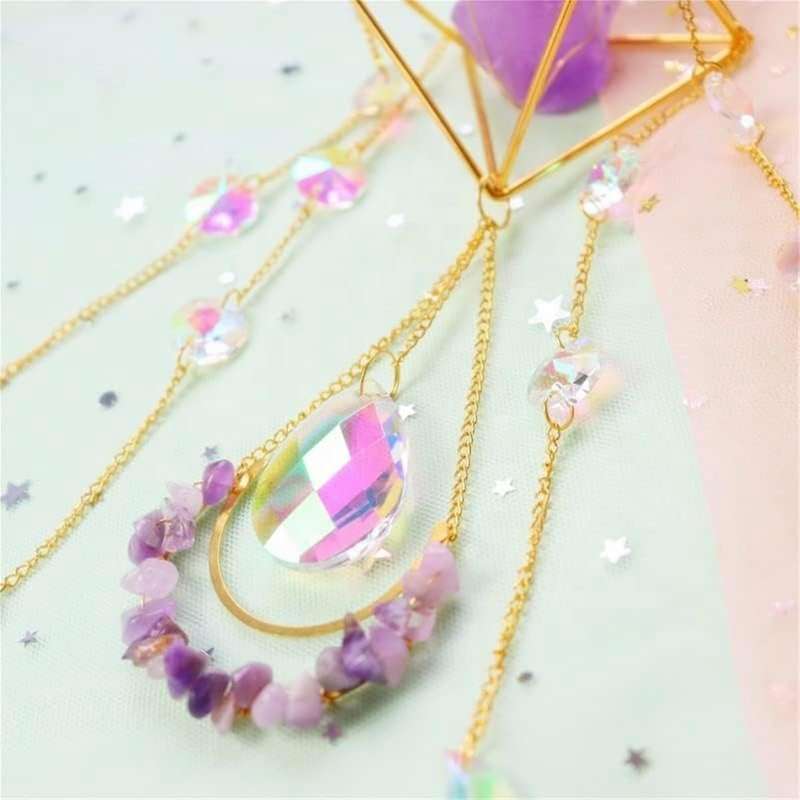 Suncatcher Crystal Boho Decor, Purple Gemstone Sun Catcher Hanging for Windows, Housewarming Spiritu