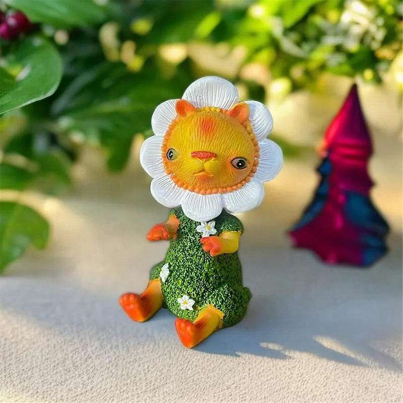 Sunflower Ornaments Sunflower Gnomes Statue Mini Figures Garden Sculpture Craft Desktop Resin Home D