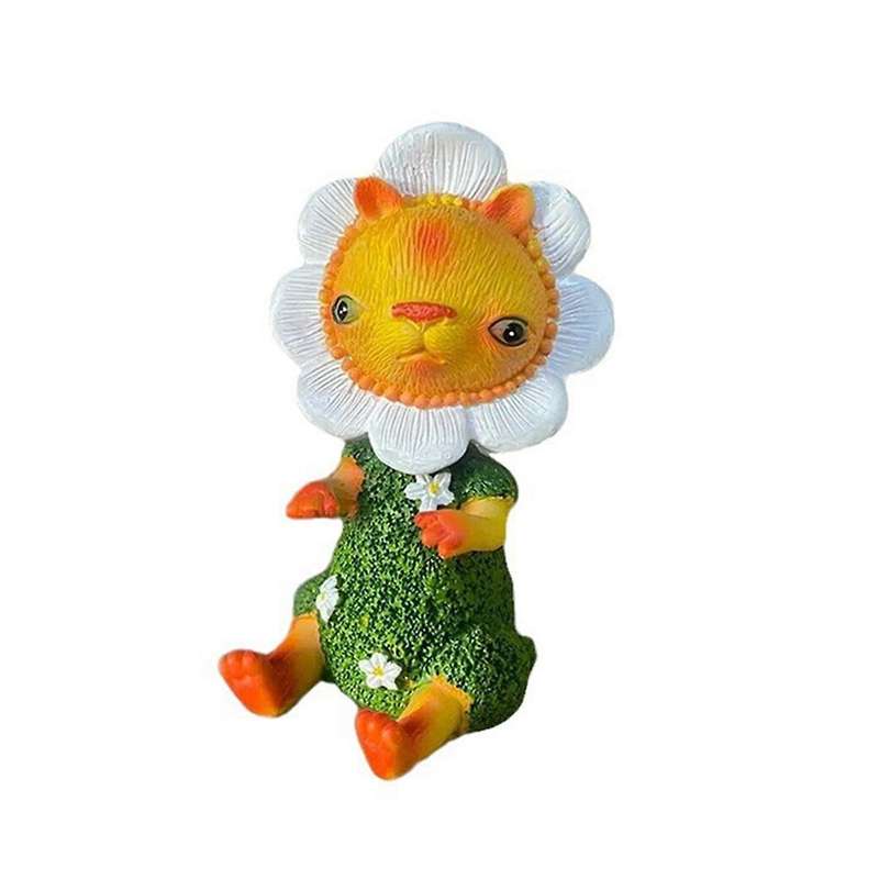 Sunflower Ornaments Sunflower Gnomes Statue Mini Figures Garden Sculpture Craft Desktop Resin Home D