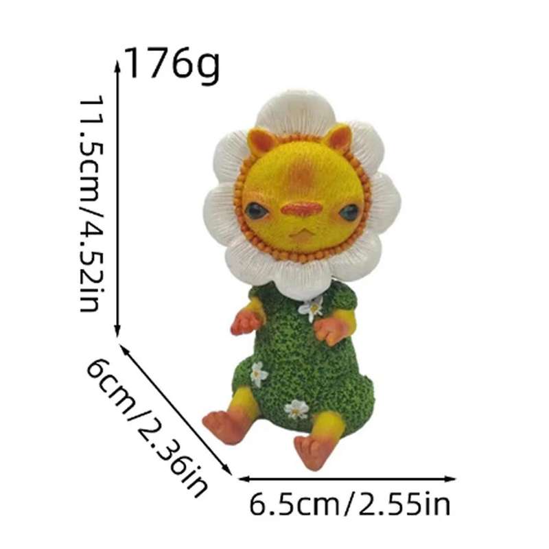 Sunflower Ornaments Sunflower Gnomes Statue Mini Figures Garden Sculpture Craft Desktop Resin Home D