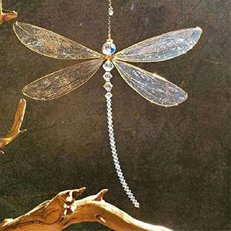 Suncatcher Dragonfly, Small Dazzle Fly Dragonfly Sun Catcher with Crystals,Rainbow Maker Pendant Win