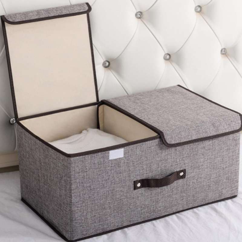 Sundries Storage Box Fabric Cotton Linen Container Household Wardrobe Organizer Laundry Large Foldab