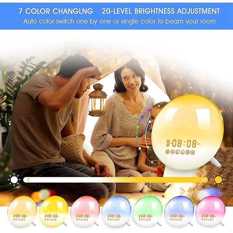 Sunrise Alarm Clock Wake Up Light for Bedrooms, Heavy Sleepers, with Sunrise/Sunset Simulation, FM R