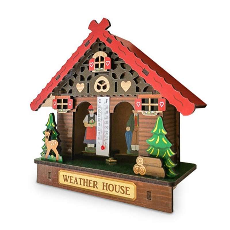 Sunny Rainy Box House Chalet Barometer Thermometer and Hygrometer Home Decoration Wall Hanging Ornam