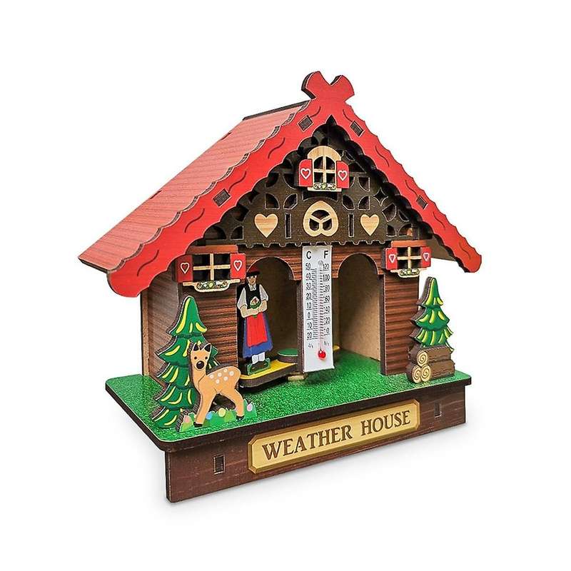 Sunny Rainy Box House Chalet Barometer Thermometer and Hygrometer Home Decoration Wall Hanging Ornam