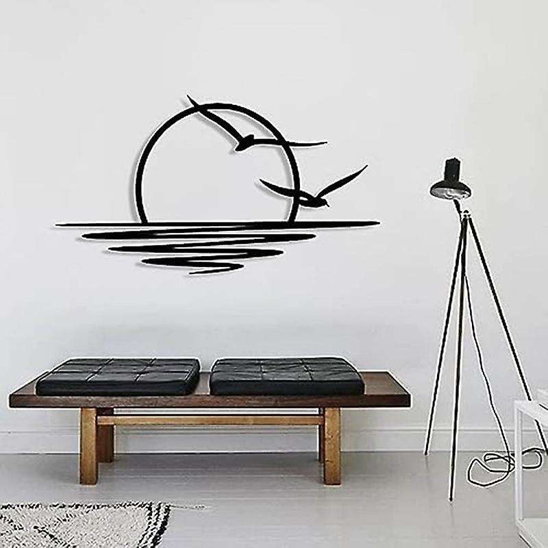 Sunrise Metal Wall Art, Sun and Seagulls Wall Decor, Metal Wall Decor, Abstract Sunset Home Decor, M