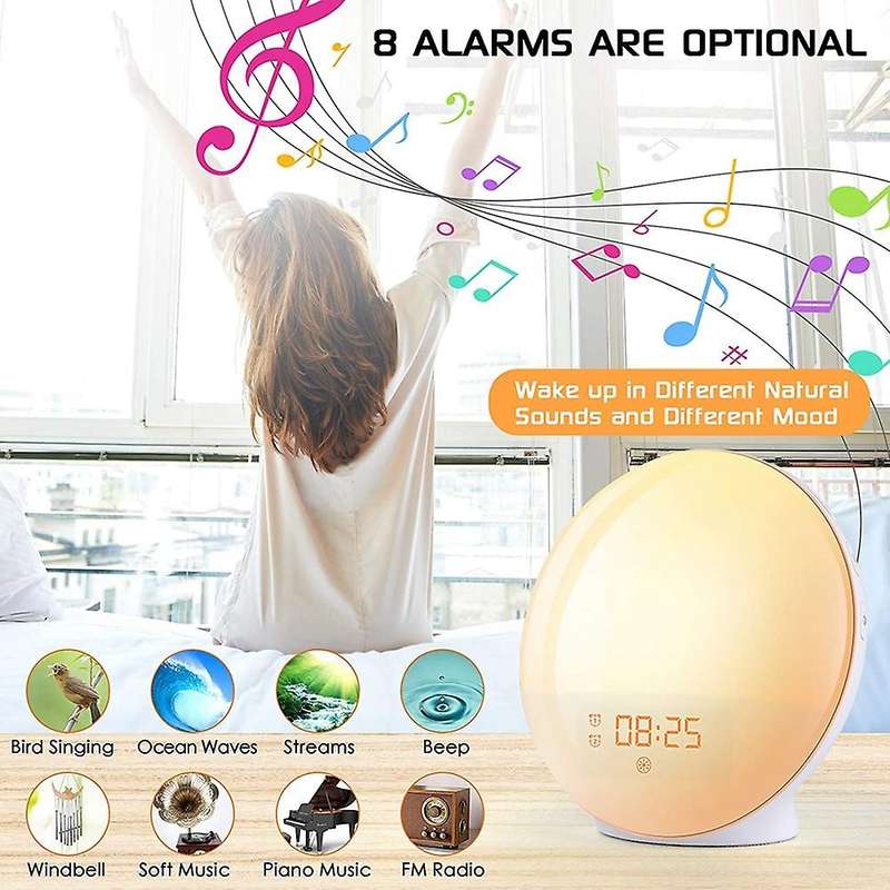 Sunrise Alarm Clock Wake Up Light - Light Alarm with Sunrise/Sunset Simulation Dual Alarms and Snooz