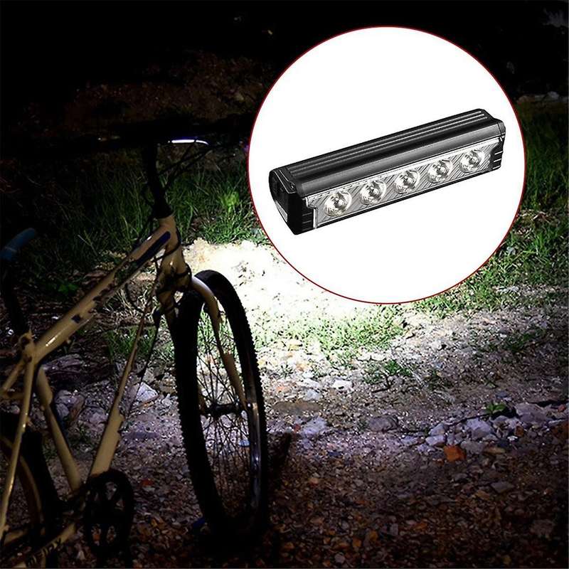 Super Bright LED Bike Light, USB Rechargeable Bike Headlight - 5 Lamp Floodlight Five Modes Waterpr