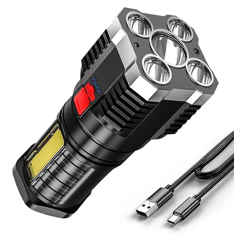 Super Flashlight Ultra LED Rechargeable Side Light 5LED Outdoor Flashlight for Camping