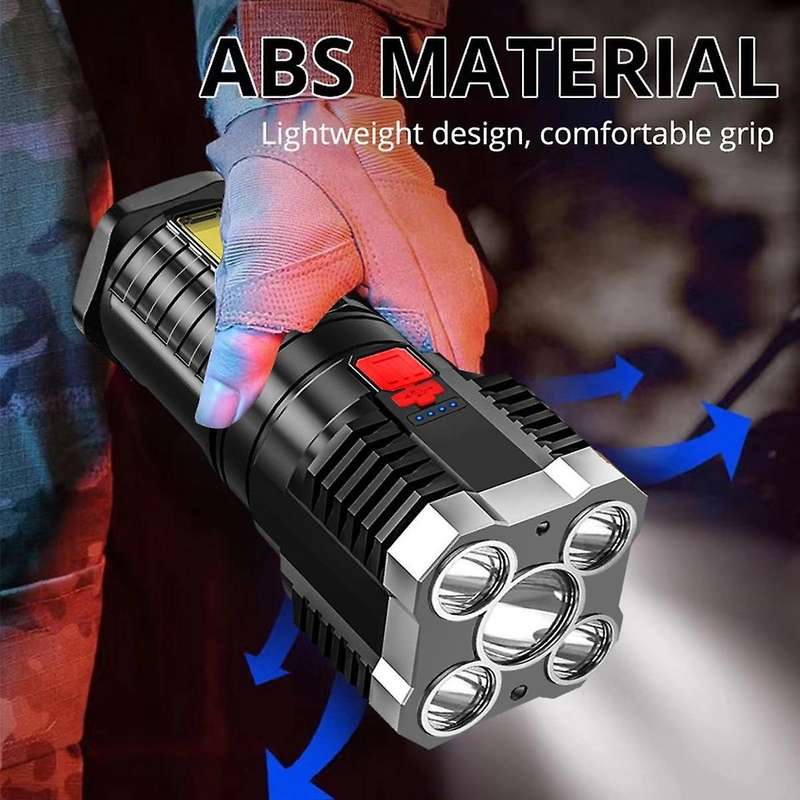Super Flashlight Ultra LED Rechargeable Side Light 5LED Outdoor Flashlight for Camping