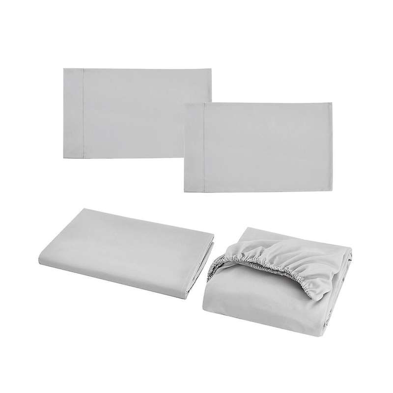 Super Soft Easy Care Microfiber 4 Piece Bed Sheet Set Light Gray, Solid