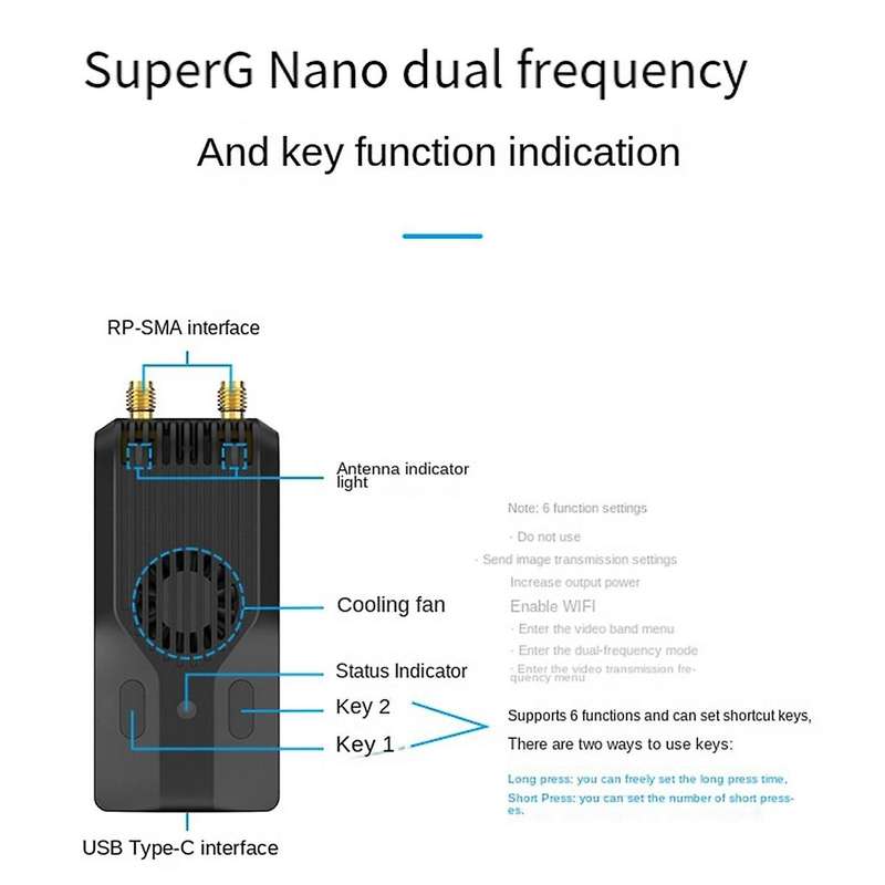 SuperG Nano ELRS 2.4G 1W RF Module Dual-Frequency Diversity Transmitter
