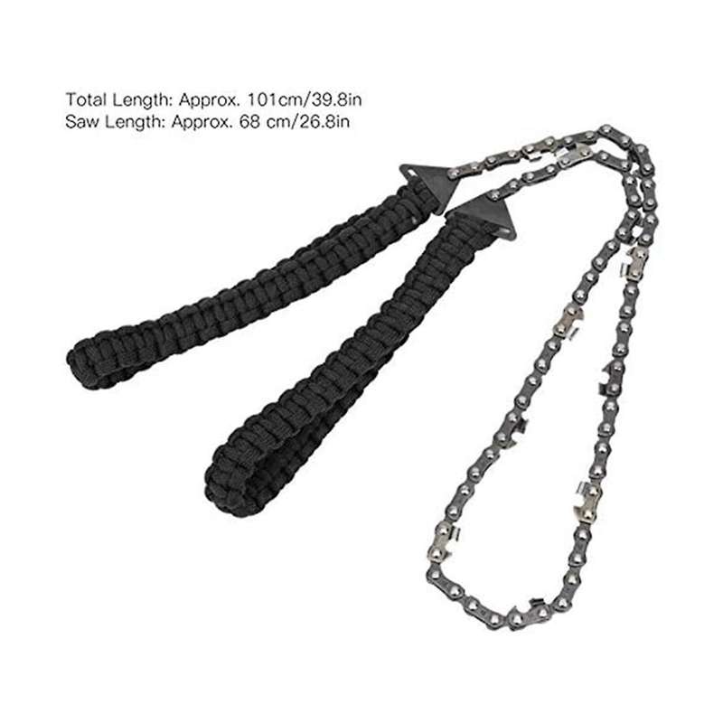 Survival Chain Saw, Garden Tool Comfortable Stainless Steel Chain Saw Emergency Tool for Camping for