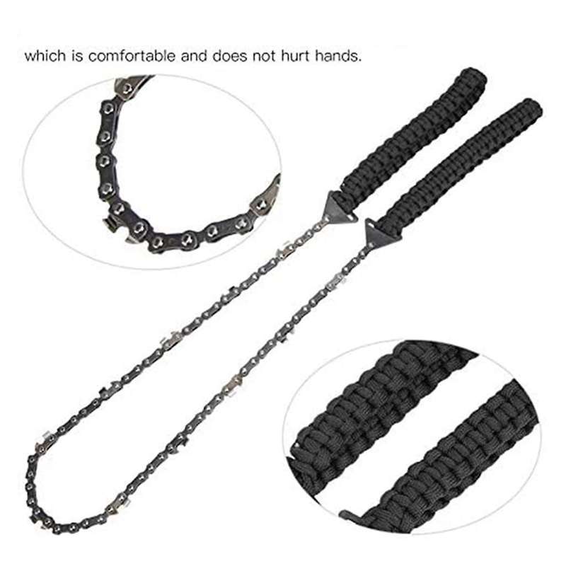 Survival Chain Saw, Garden Tool Comfortable Stainless Steel Chain Saw Emergency Tool for Camping for
