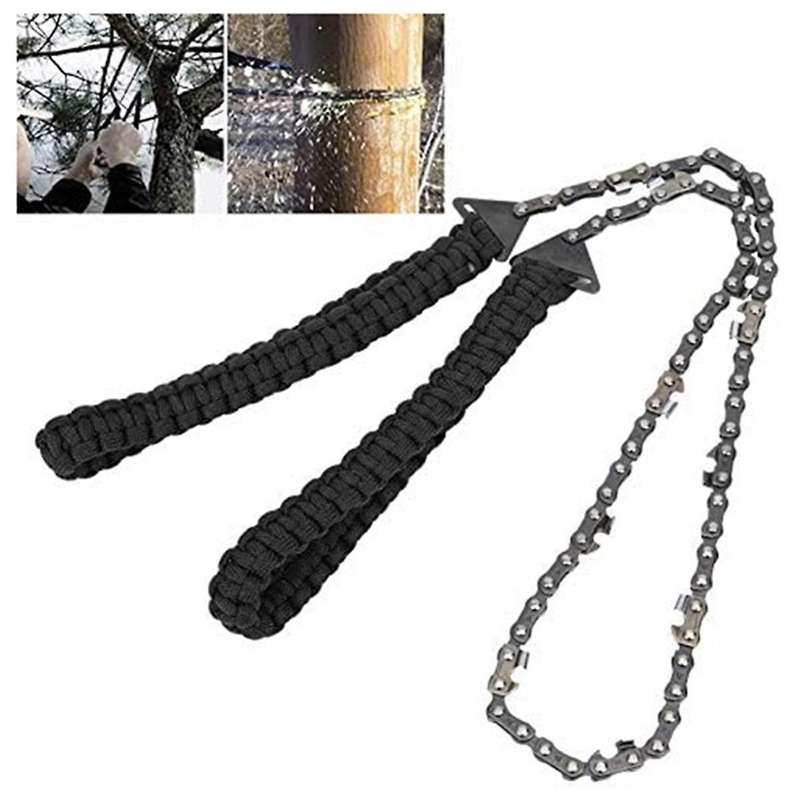 Survival Chain Saw, Garden Tool Comfortable Stainless Steel Chain Saw Emergency Tool for Camping for