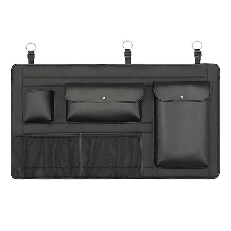 SUV Car Trunk Seat Bag Back Organizer Leather Auto Backseat Hanging Storage Bag Bottle Water Cup Too