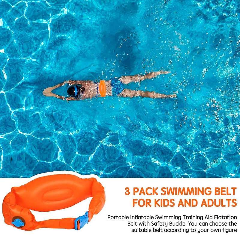 Swim Belts Pool Float for Kids Adults,Set of 3 Swimming Aid Waist Belts,Inflatable Swim Belts for Sw