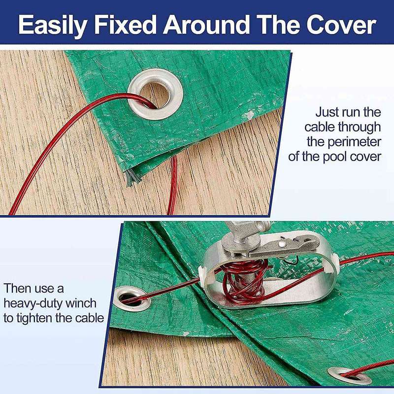 Swimming Pool Cover Cable&Winch Kit,130Ft Pool Cover Wire Pool Cover Ratchet for Above Ground Swimmi