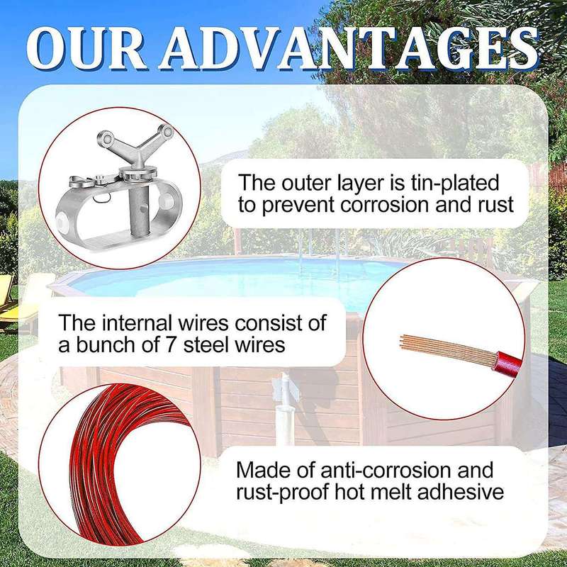Swimming Pool Cover Cable&Winch Kit,130Ft Pool Cover Wire Pool Cover Ratchet for Above Ground Swimmi