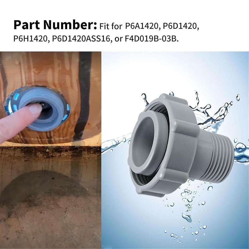 Swimming Pool Drain Fitting Connects for P6A1420 Pools, Connect to the Bottom of the Pool
