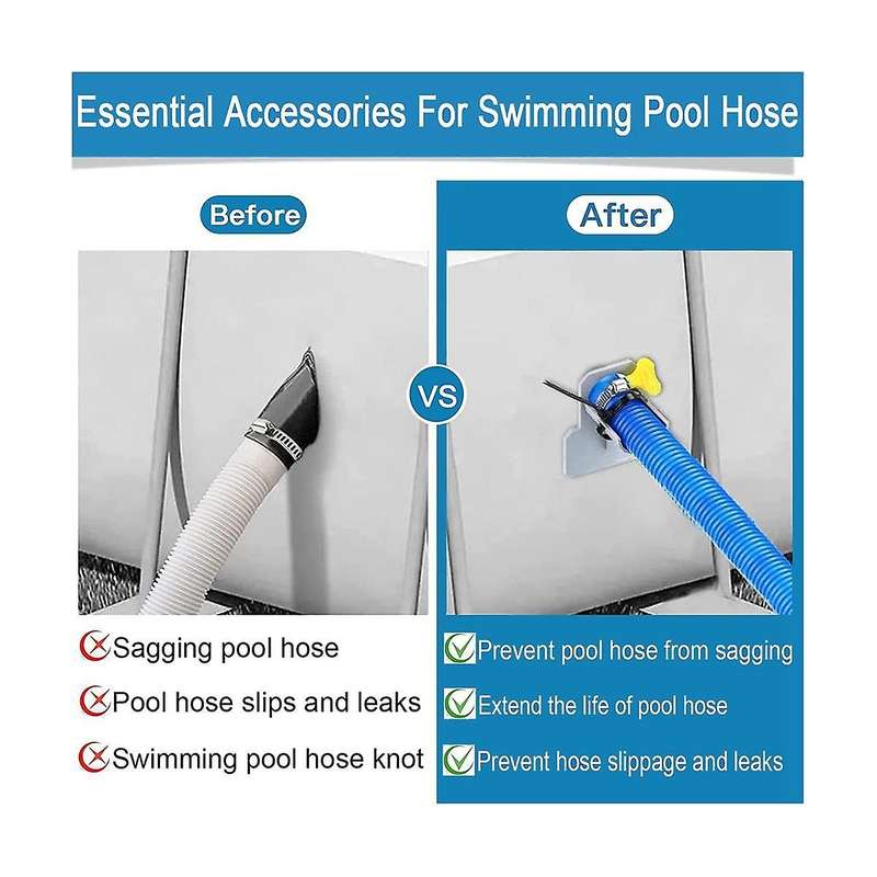 Swimming Pool Pipe Holders, 4 Pcs Above Ground Swimming Pool Hose Support Brackets with Hose & Tape