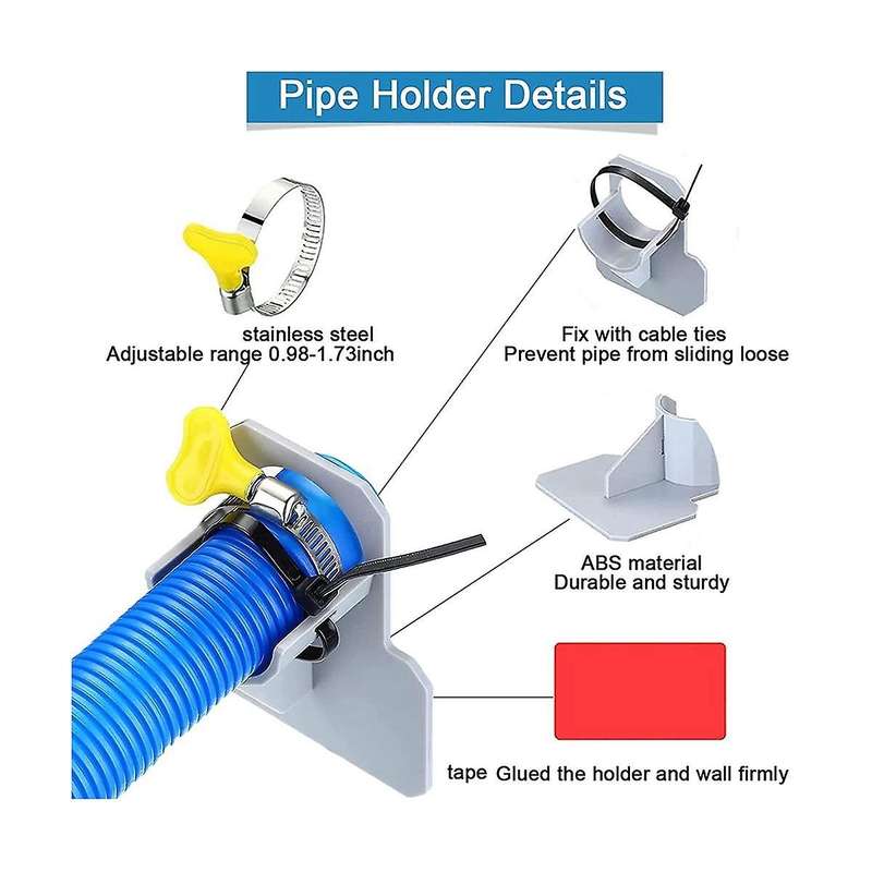 Swimming Pool Pipe Holders, 4 Pcs Above Ground Swimming Pool Hose Support Brackets with Hose & Tape